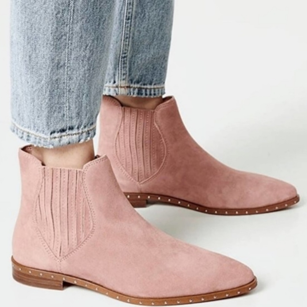 Rebecca Minkoff Madysin Suede Pointy Ankle Boots dusty pink size 10 women's LN